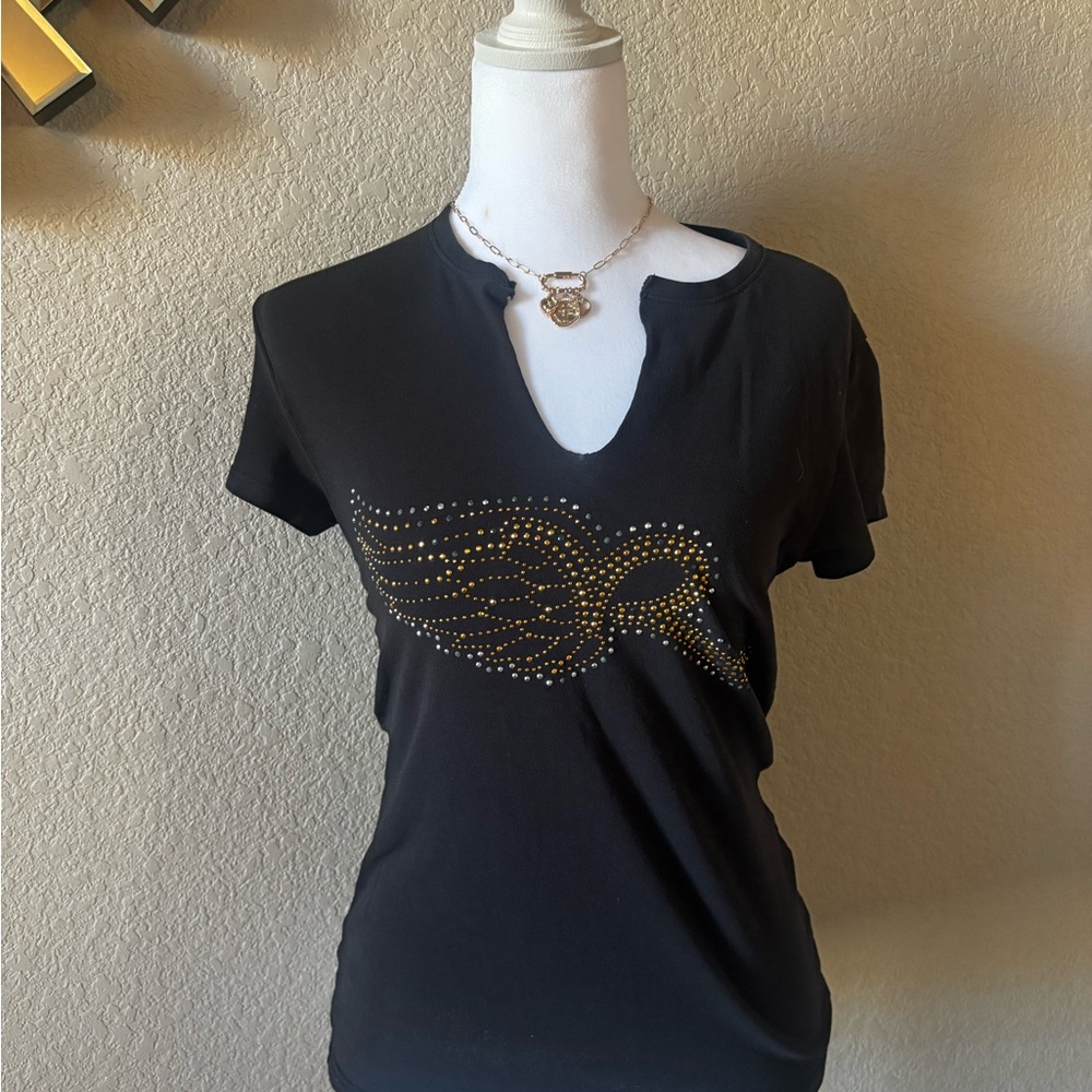 Rocawear Black Top with Gold Wing Design